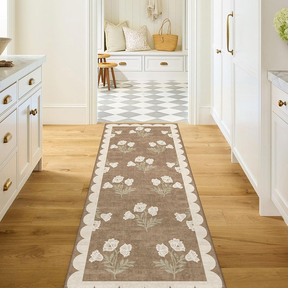 Boho Floral Washable Non Slip Runner Rug