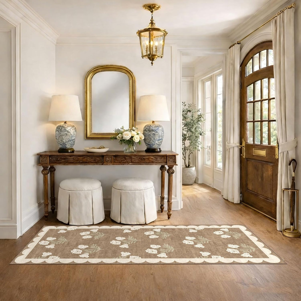 Boho Floral Washable Non Slip Runner Rug