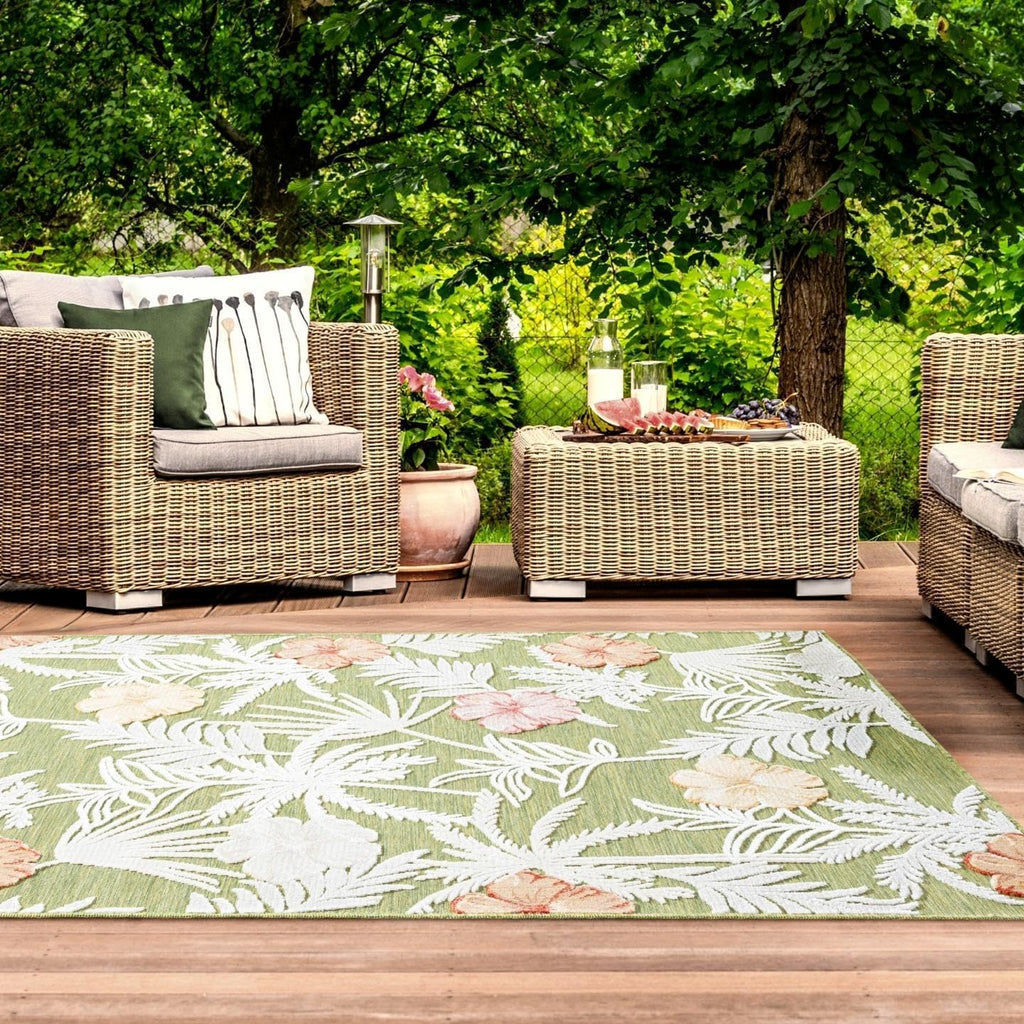 Palm Leaf Tropical Outdoor Rug