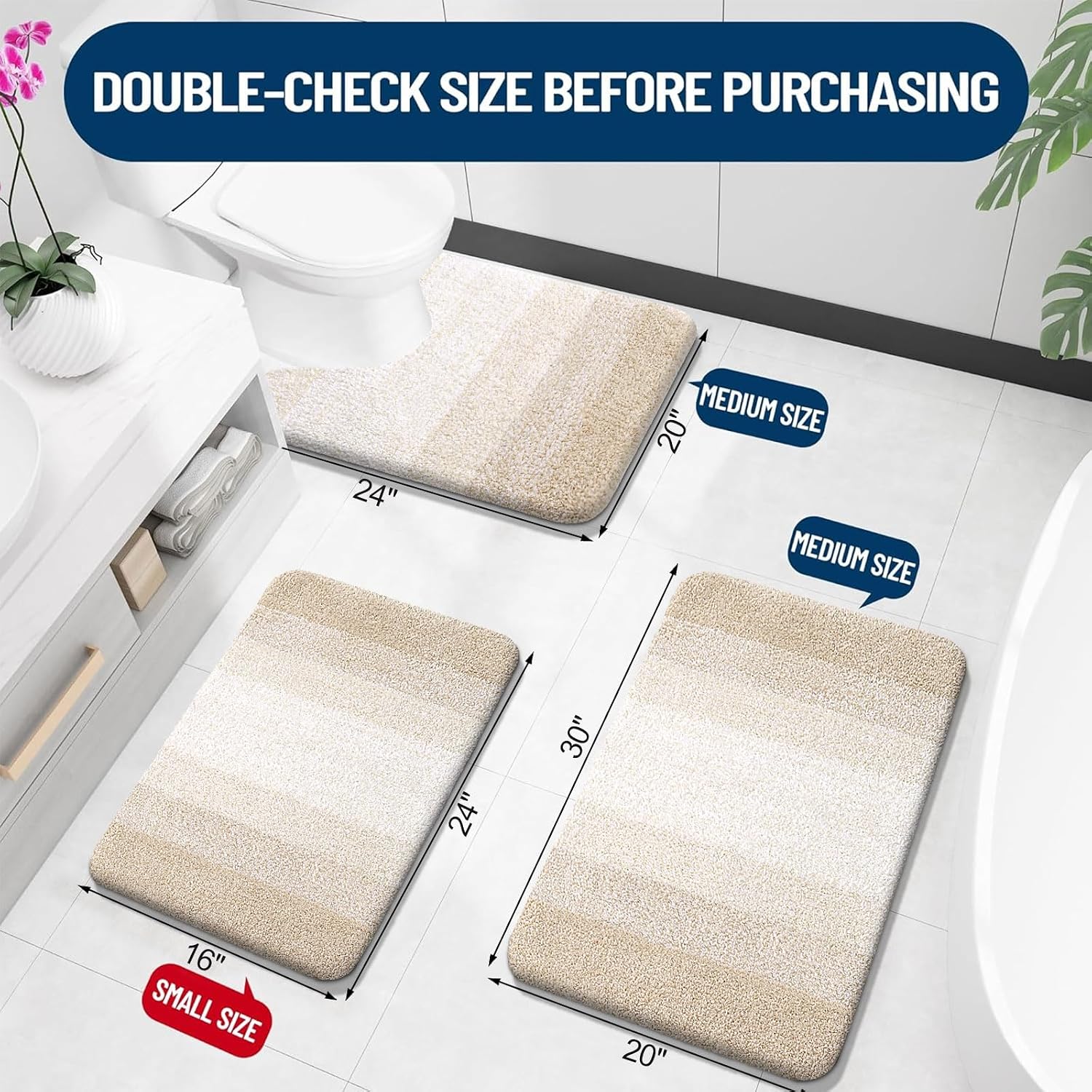 Microfiber Plush Bath Mat Set