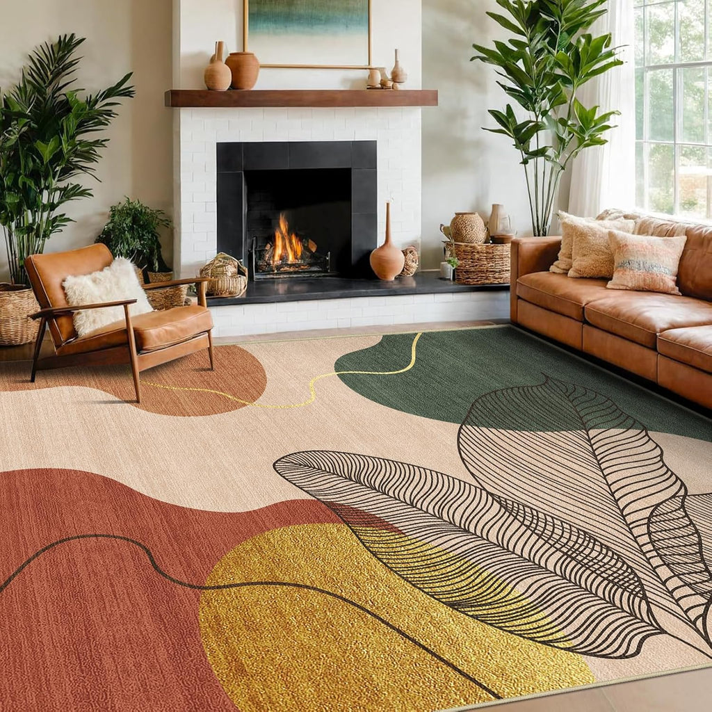 Boho Tropical Washable Area Rug