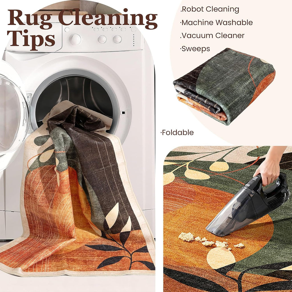 Mid Century Washable Area Rug