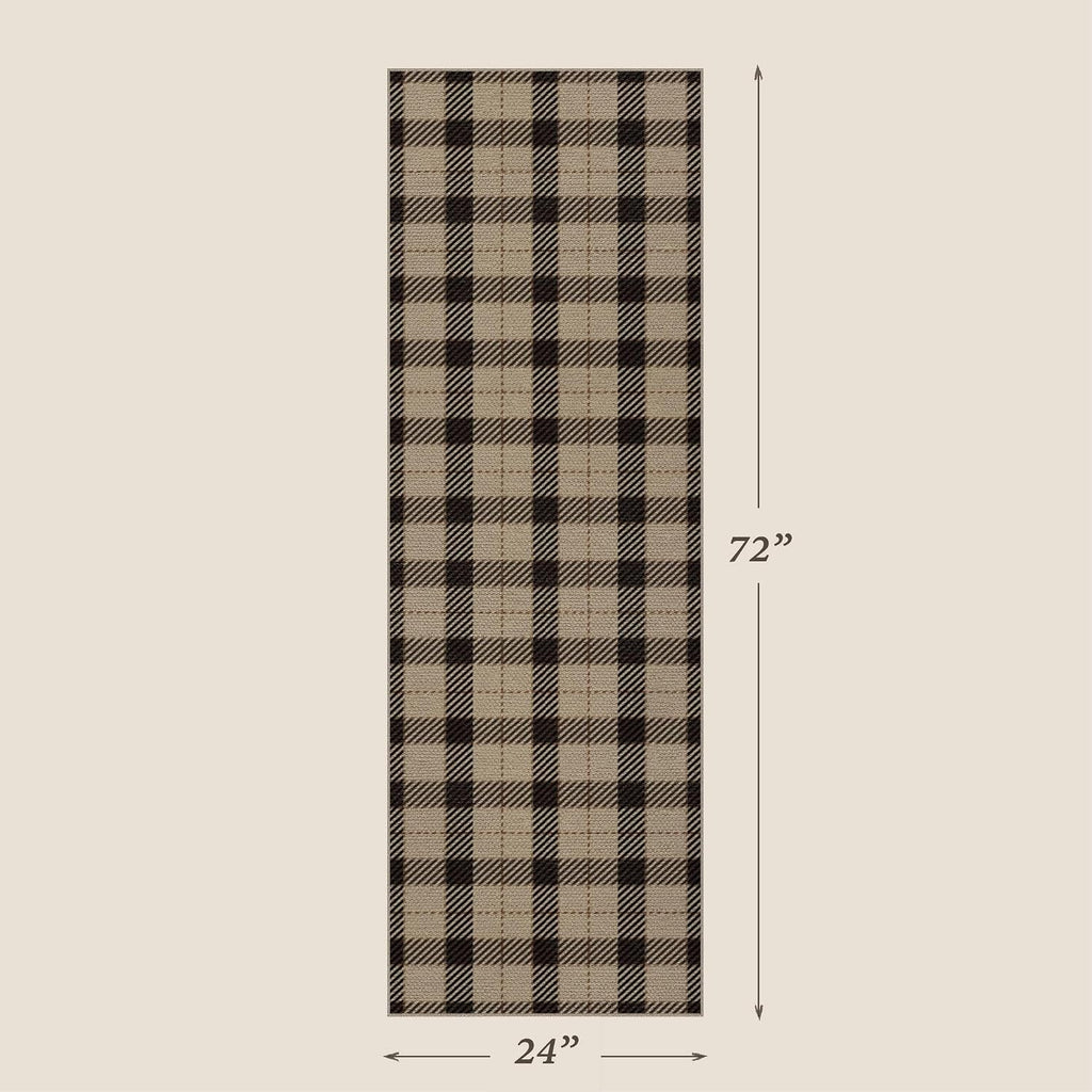 Washable Plaid Jute Indoor Outdoor Runner Rug