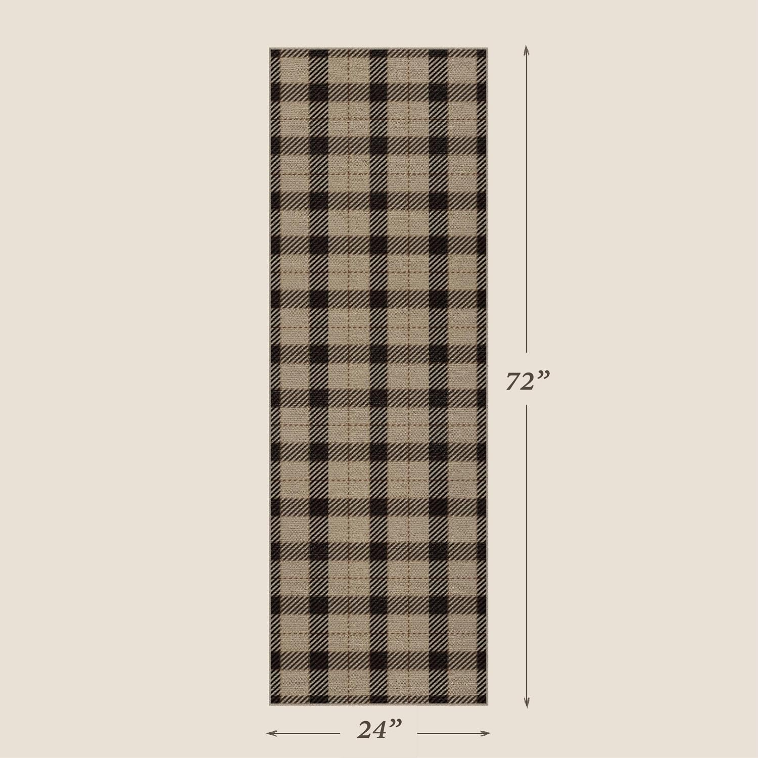 Washable Plaid Jute Indoor Outdoor Runner Rug