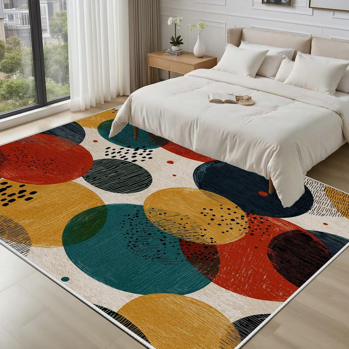 Abstract Mid Century Washable Rug
