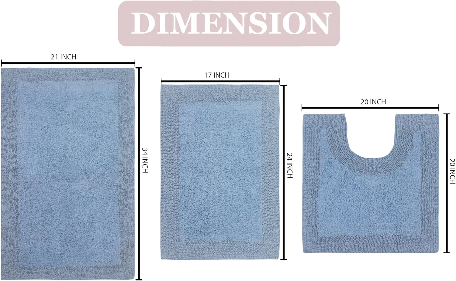 Reversible Cotton Bath Rug Set