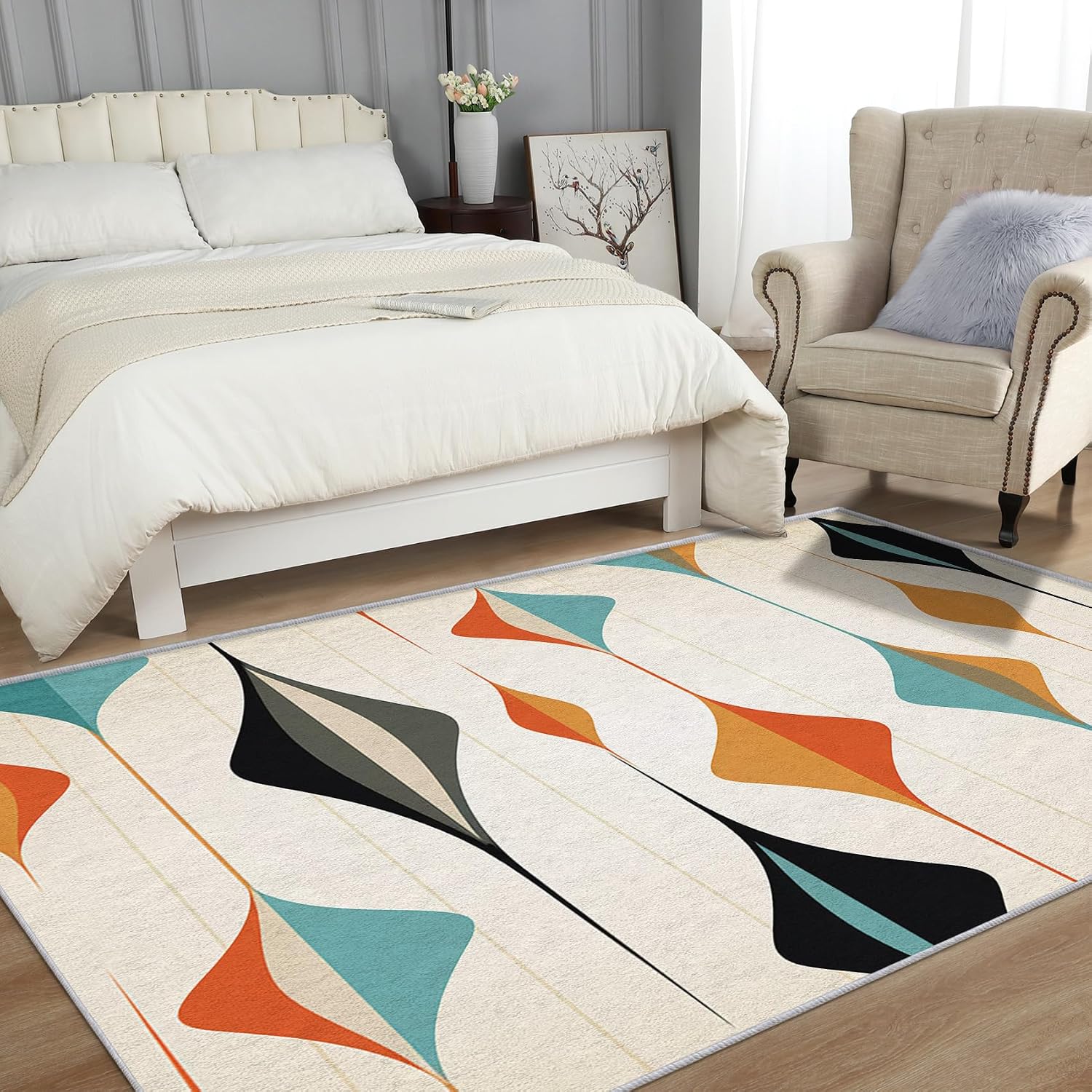Mid Century Geometric Runner Rug