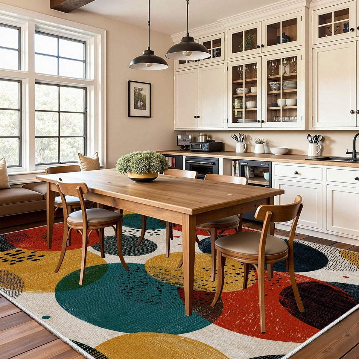 Abstract Mid Century Washable Rug