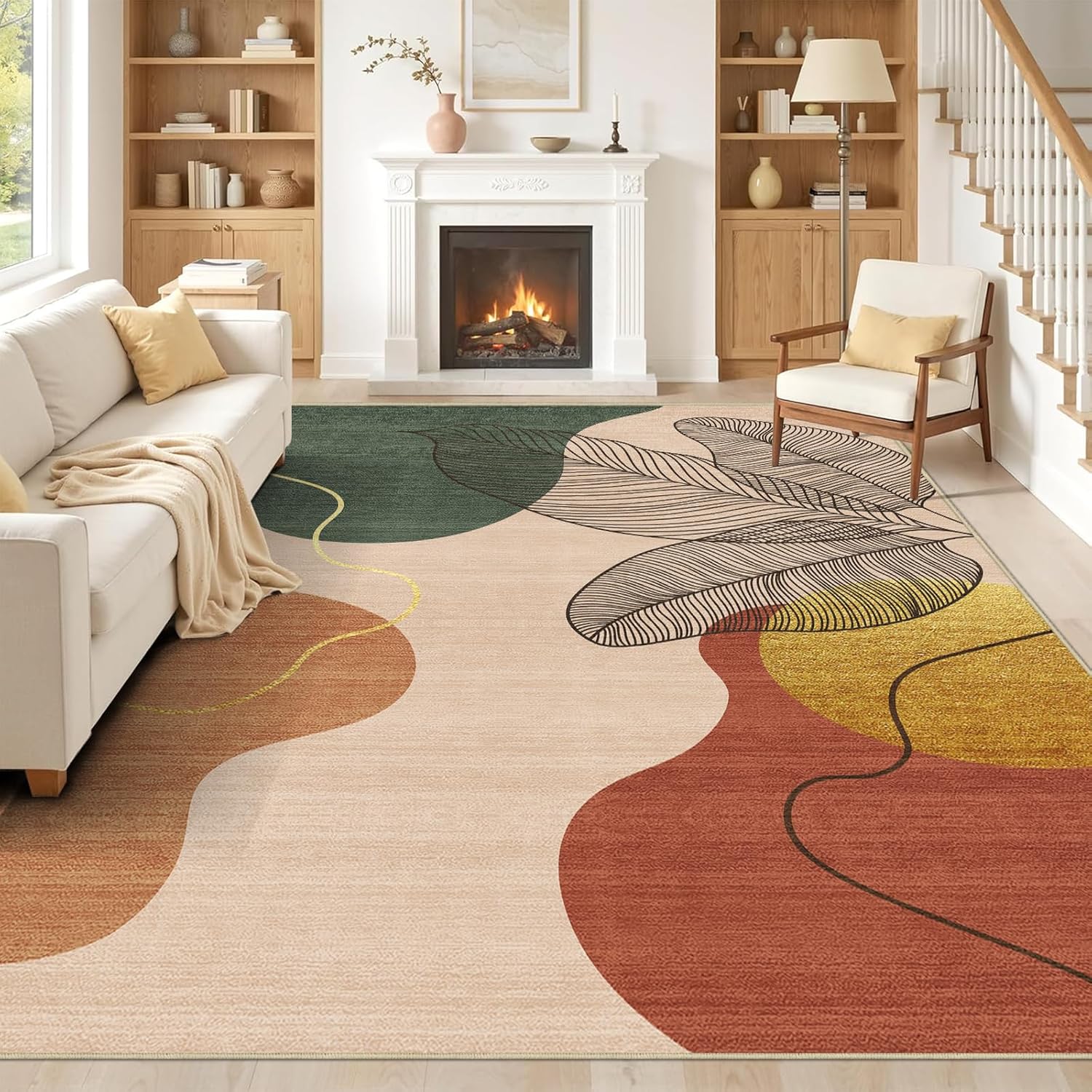 Boho Tropical Washable Area Rug