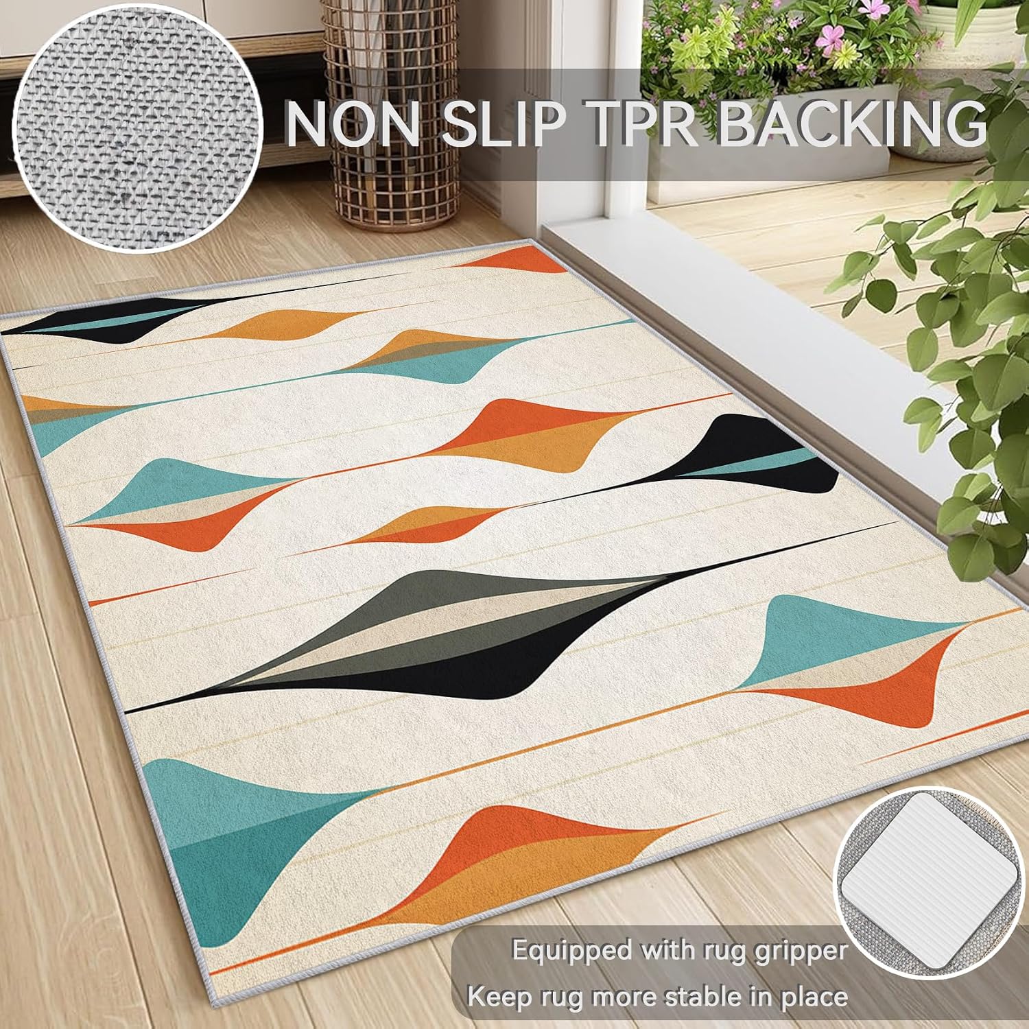 Mid Century Geometric Runner Rug