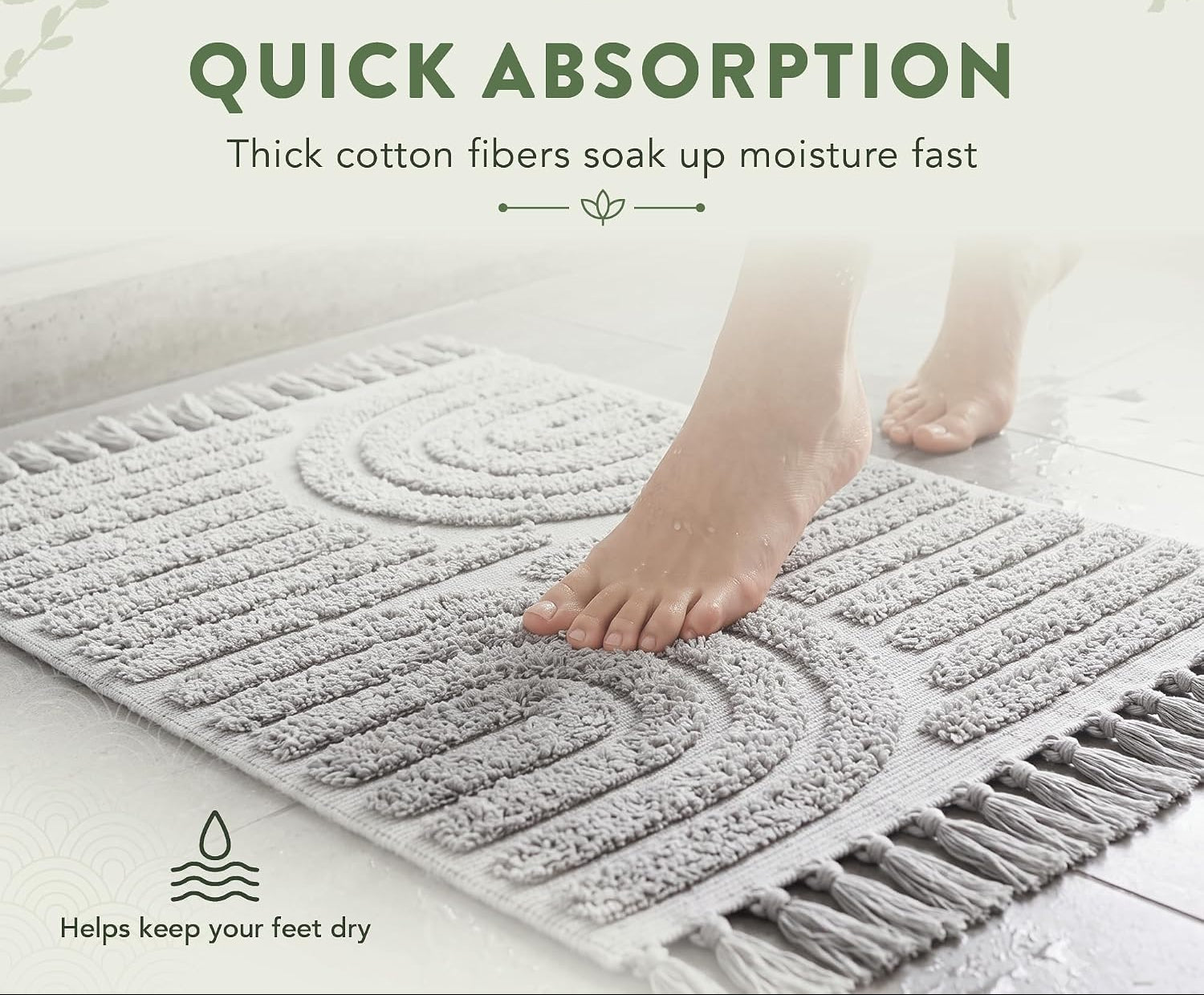 Boho Non-Slip Cotton Bath Rug