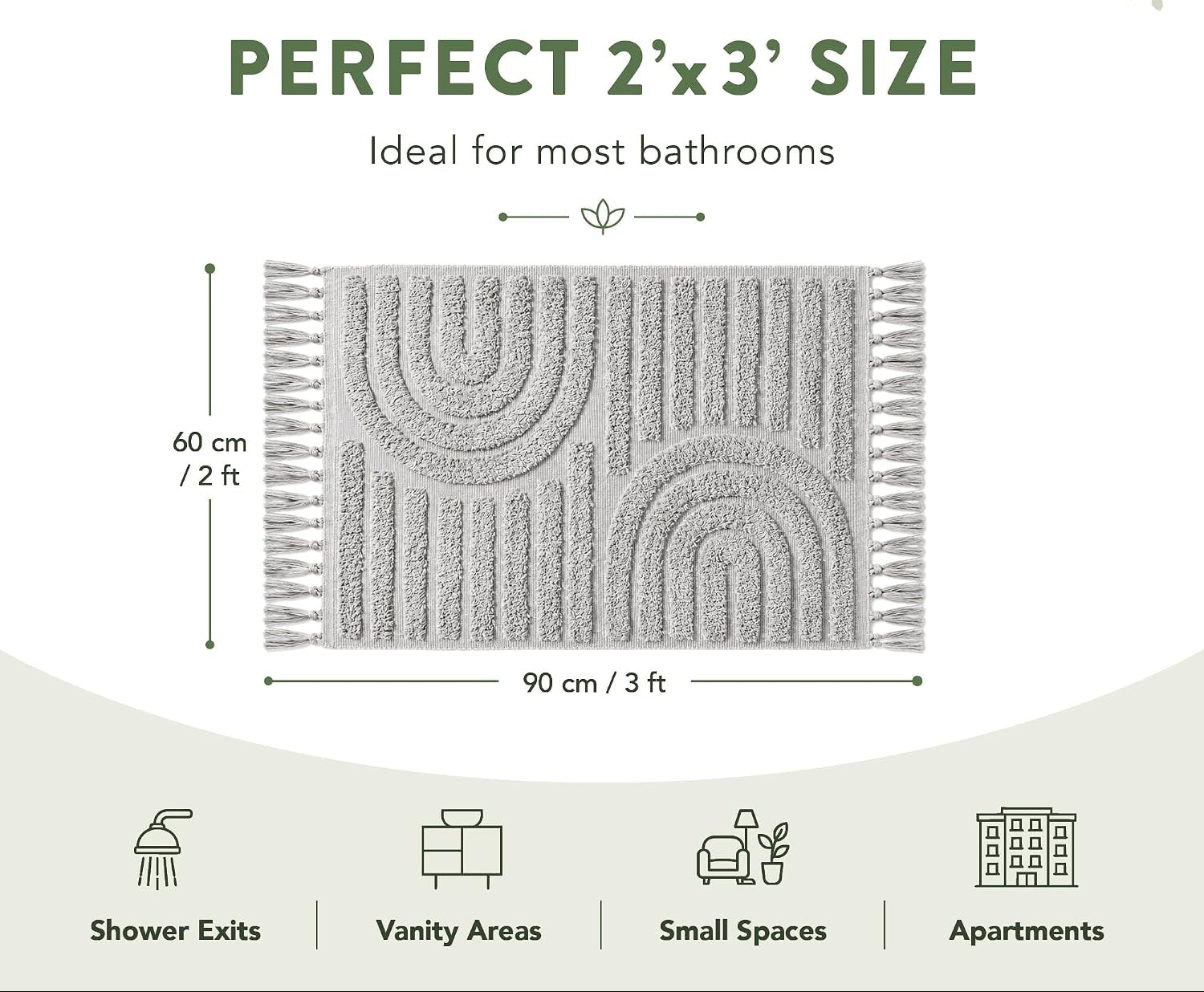 Boho Non-Slip Cotton Bath Rug