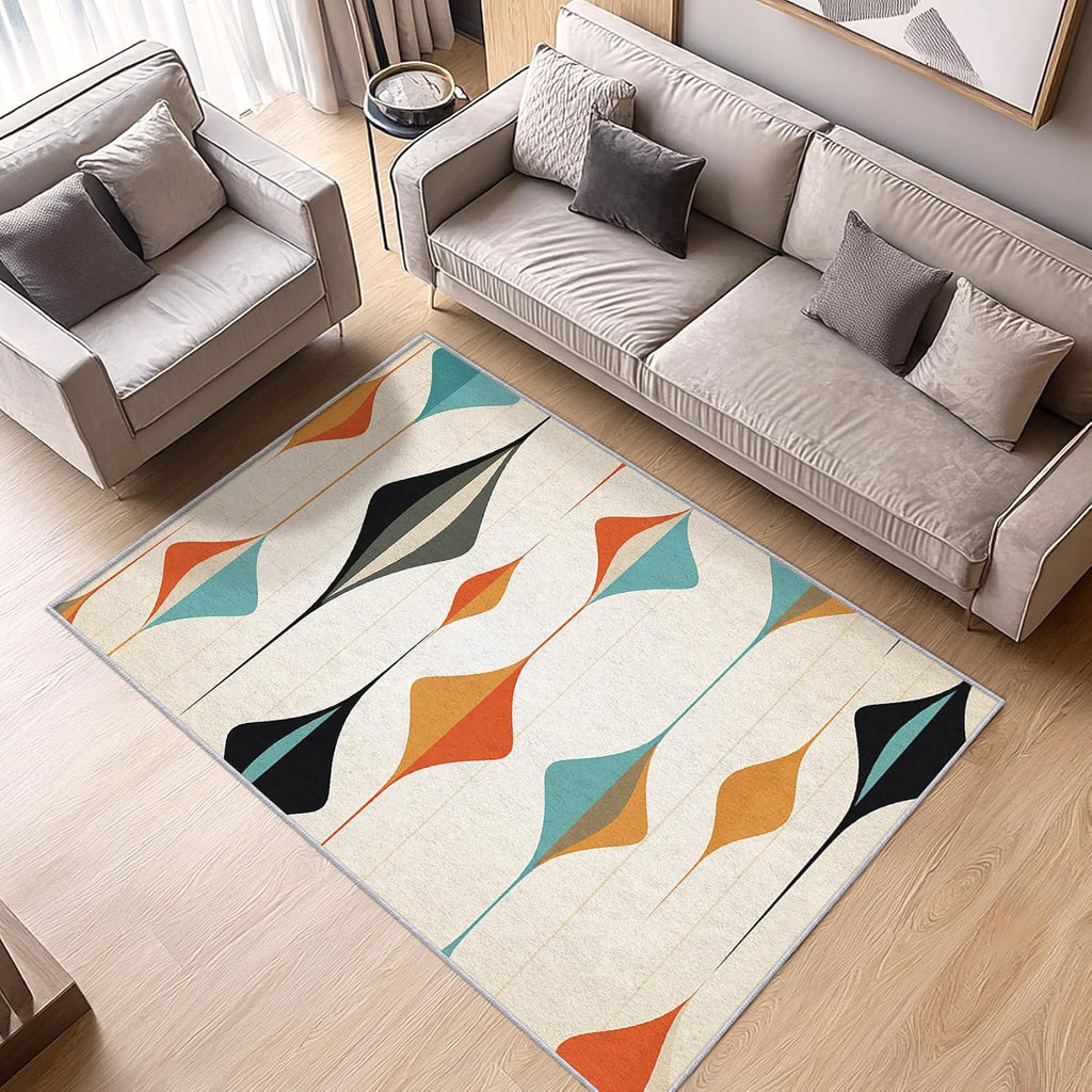 Mid Century Geometric Runner Rug