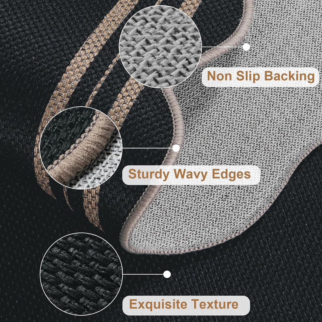 Scalloped Washable Non Slip Indoor Runner Rug