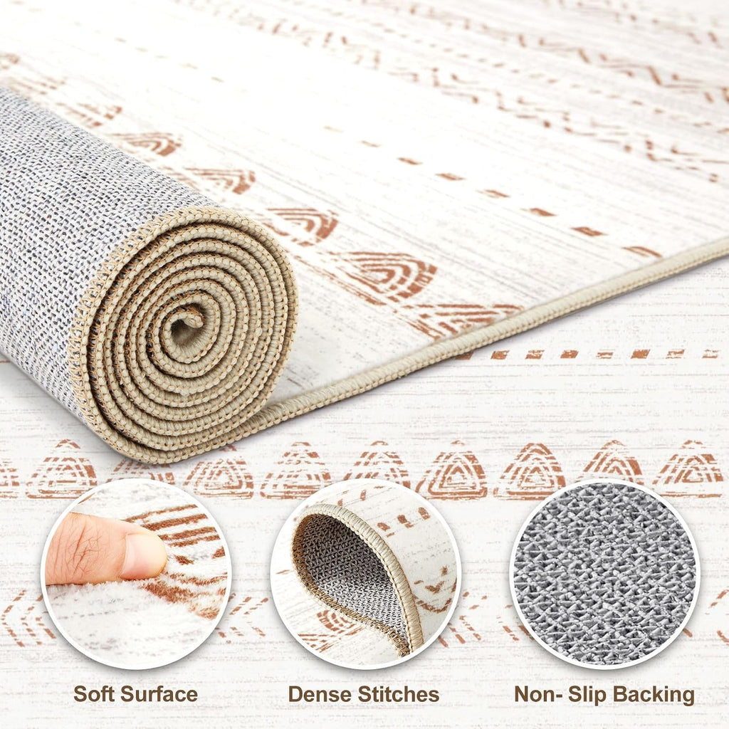 Boho Washable Non Slip Moroccan Runner Rug