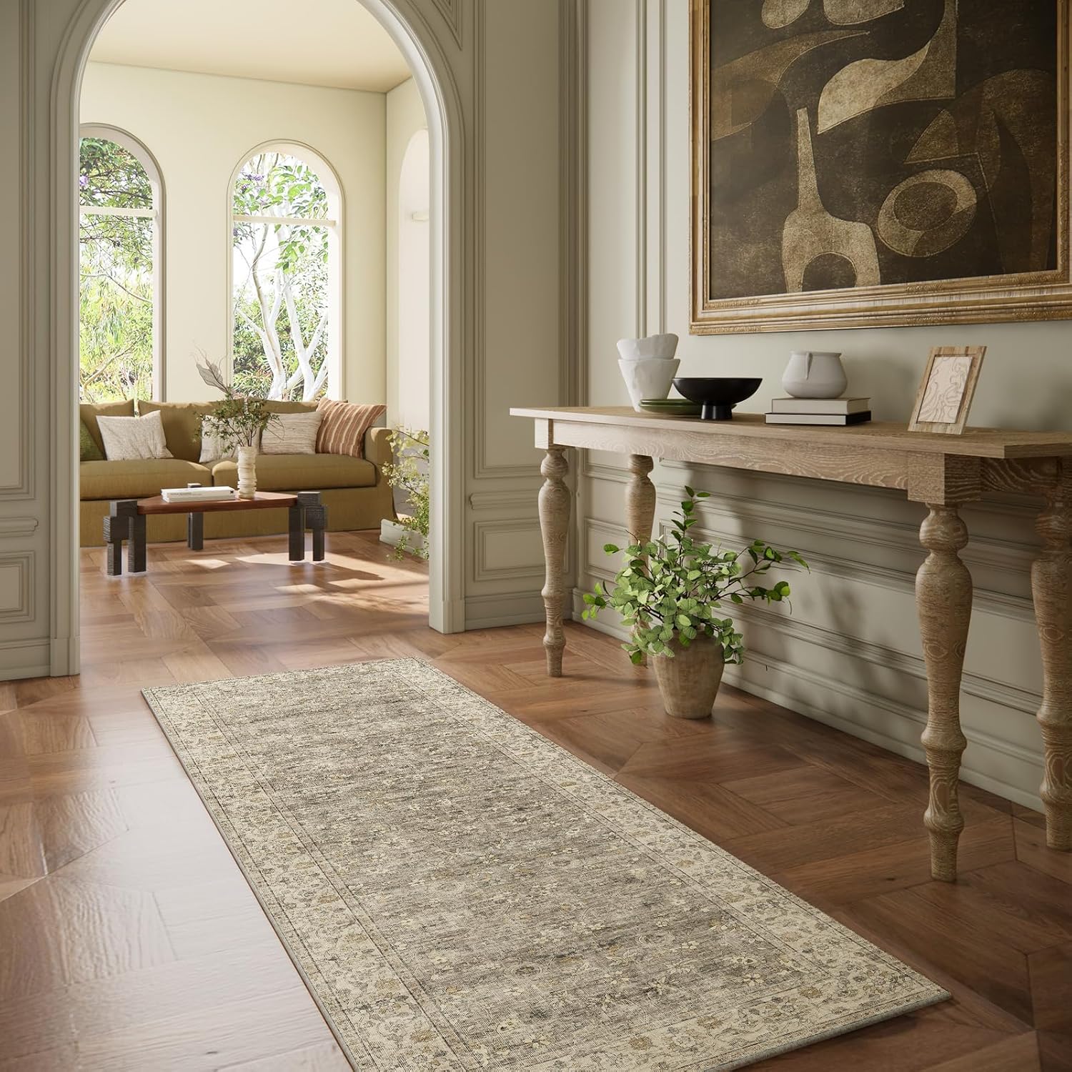 Washable Non Slip Low Pile Floor Runner Rug