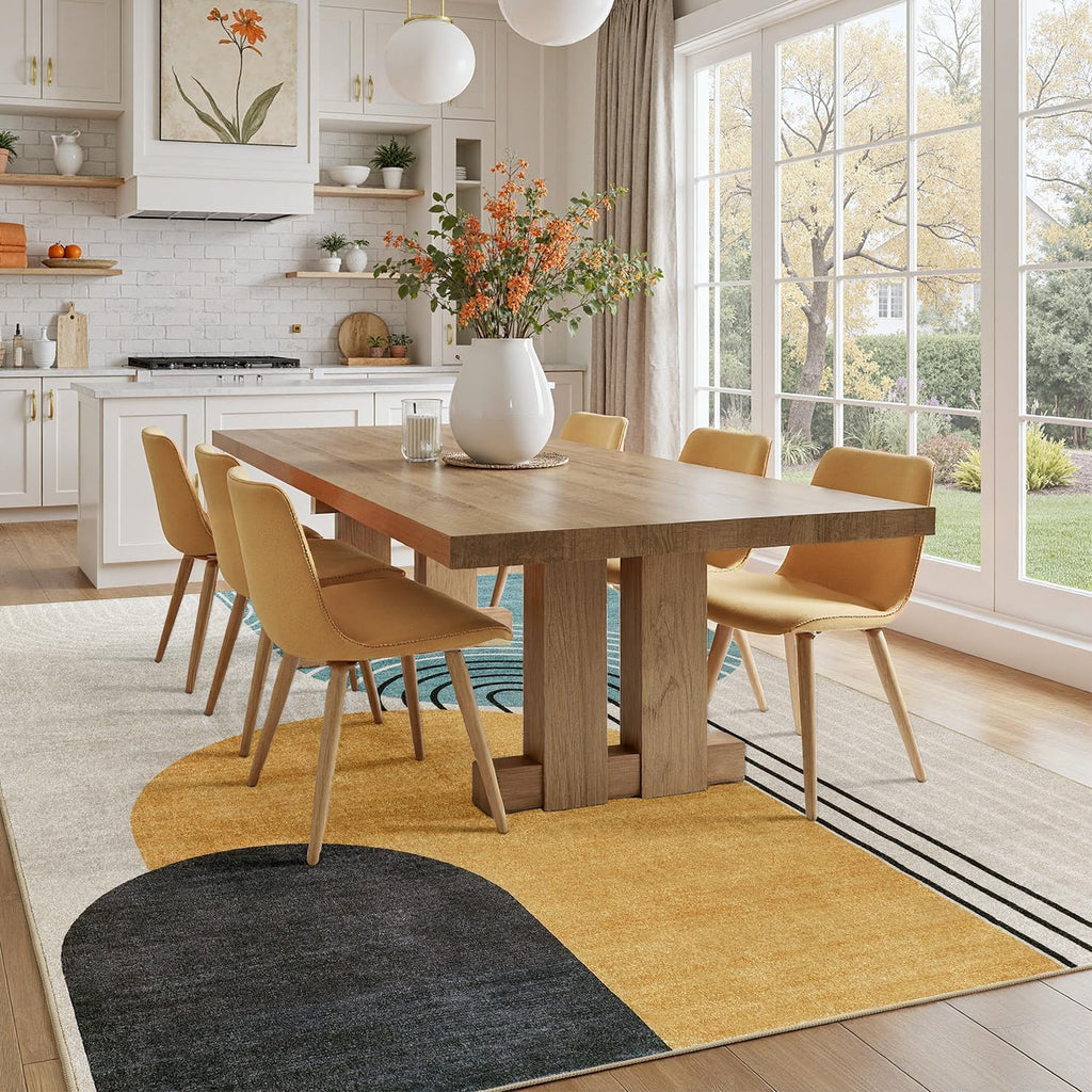 Mid Century Abstract Washable Rug