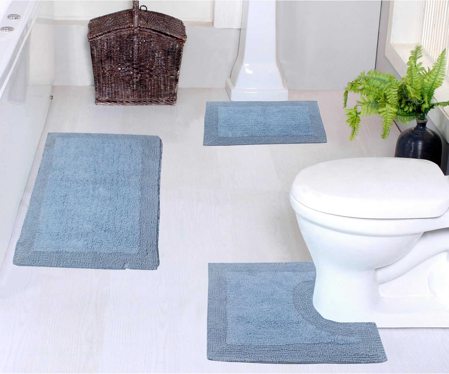 Reversible Cotton Bath Rug Set