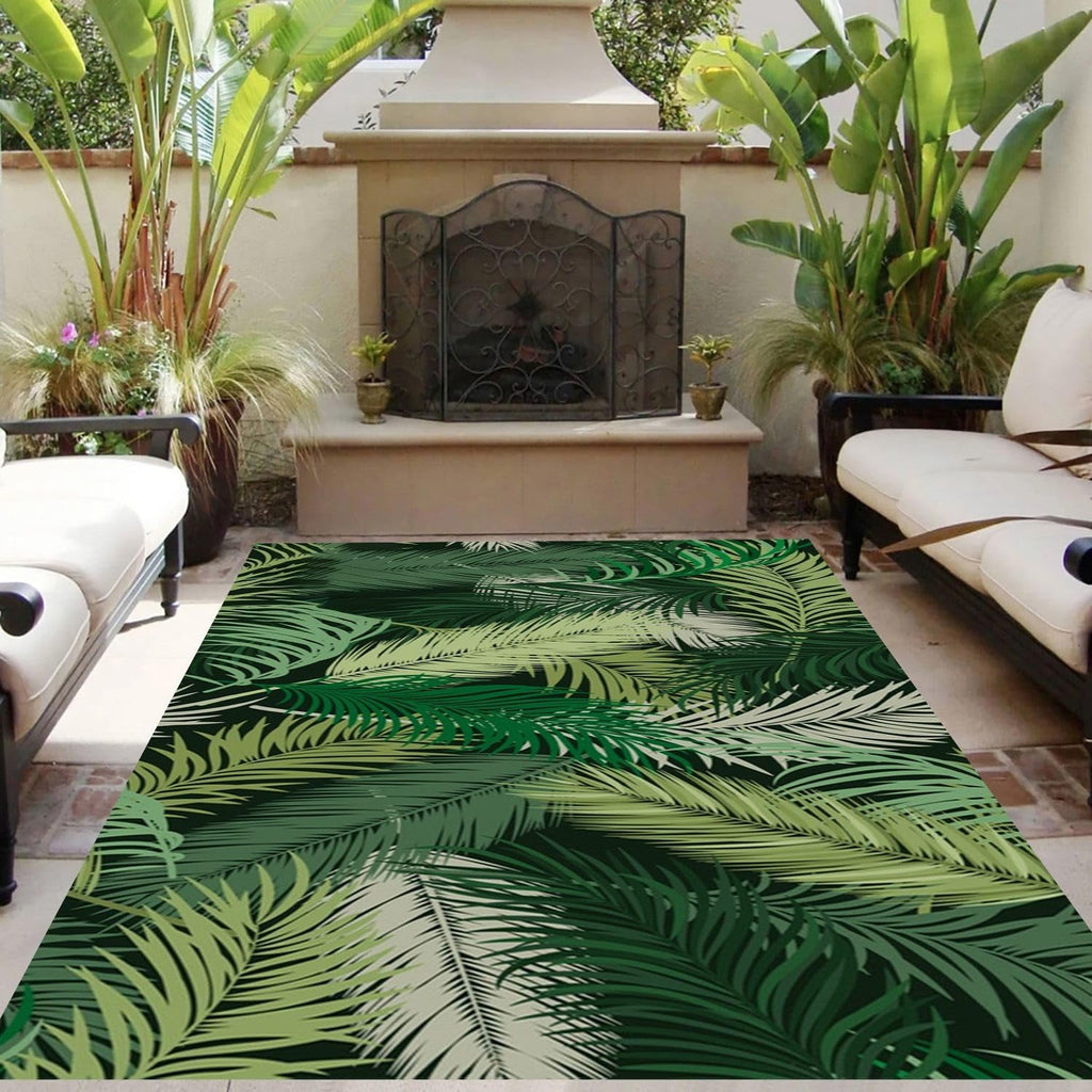 Tropical Palm Leaf Outdoor Rug