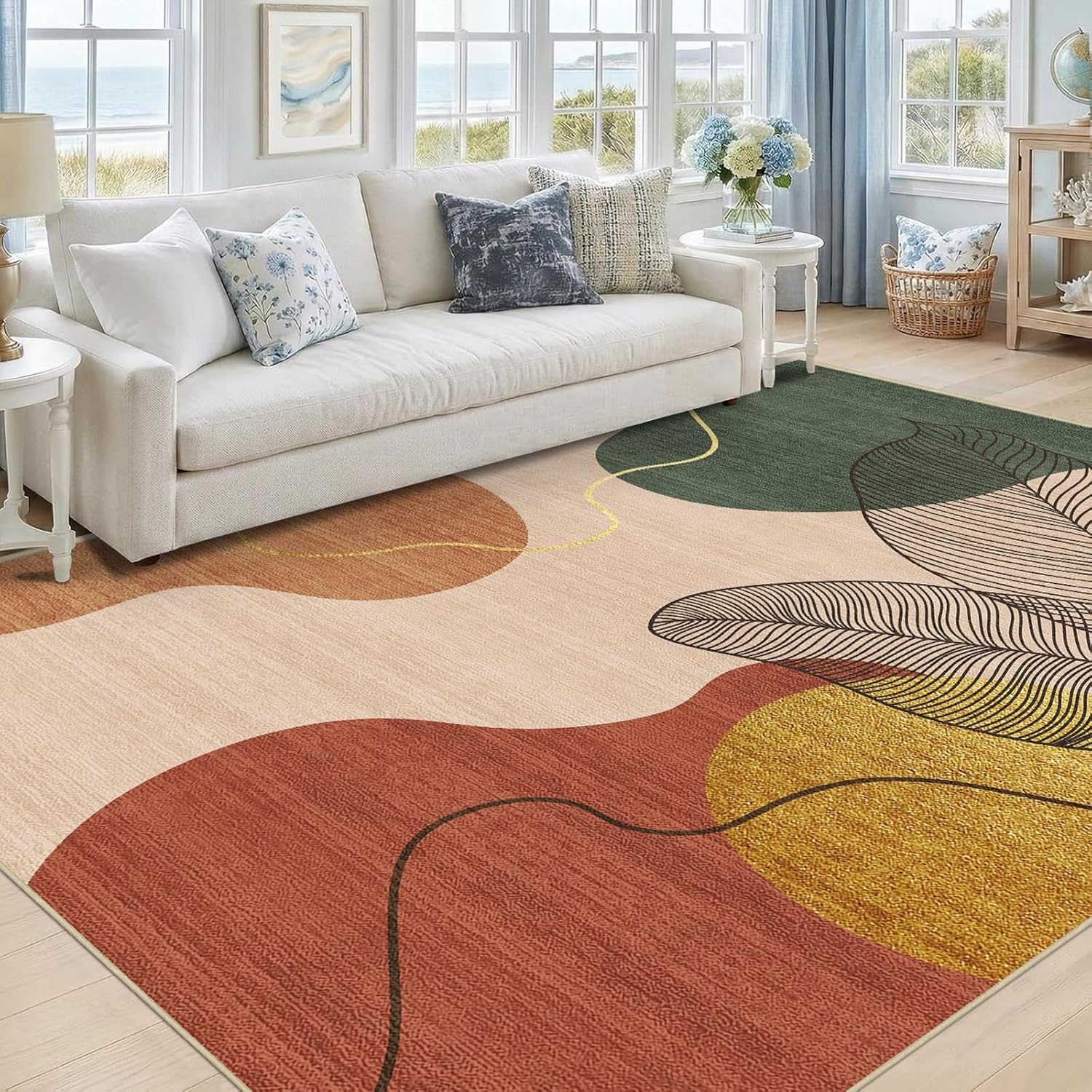 Boho Tropical Washable Area Rug