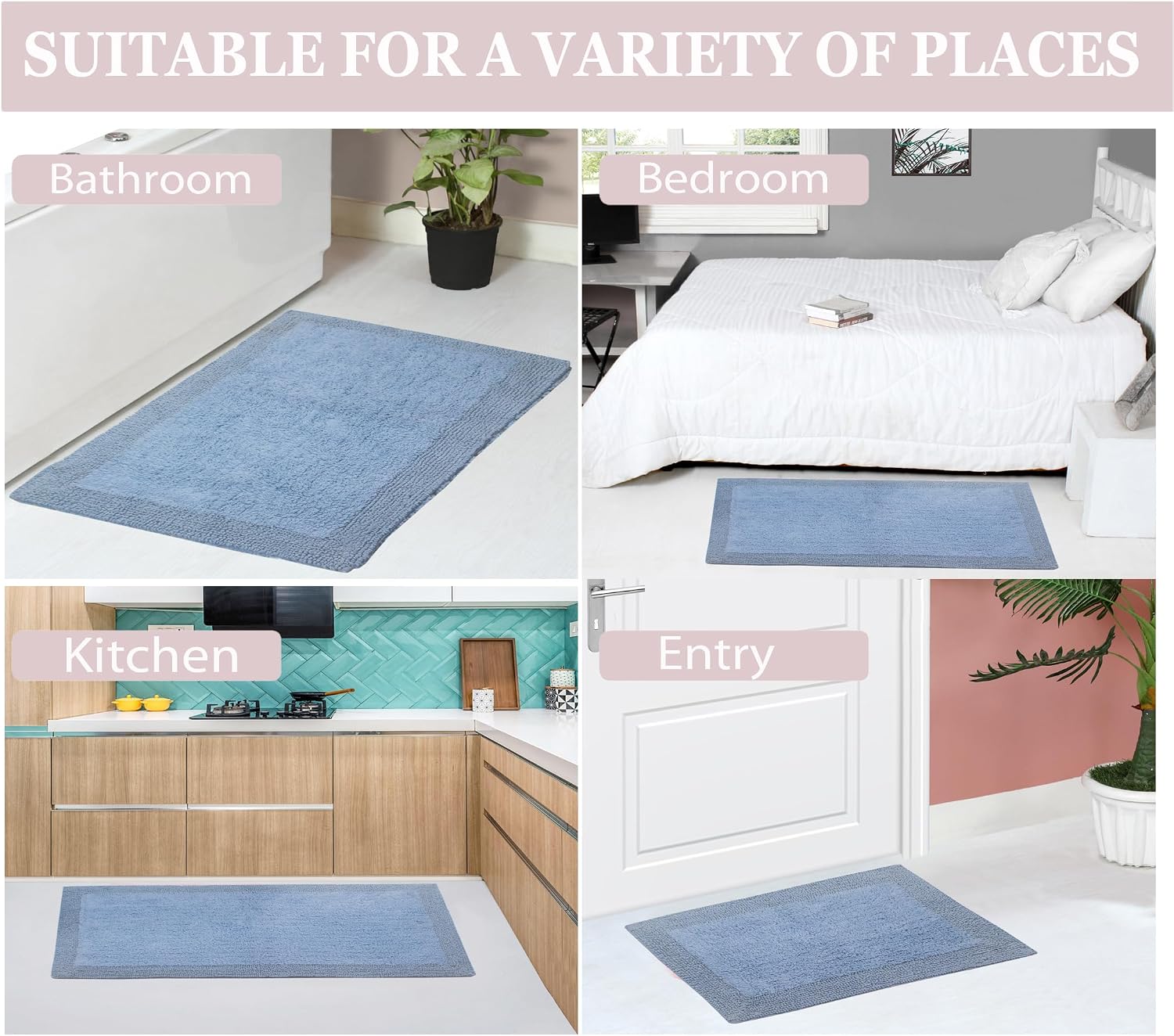 Reversible Cotton Bath Rug Set