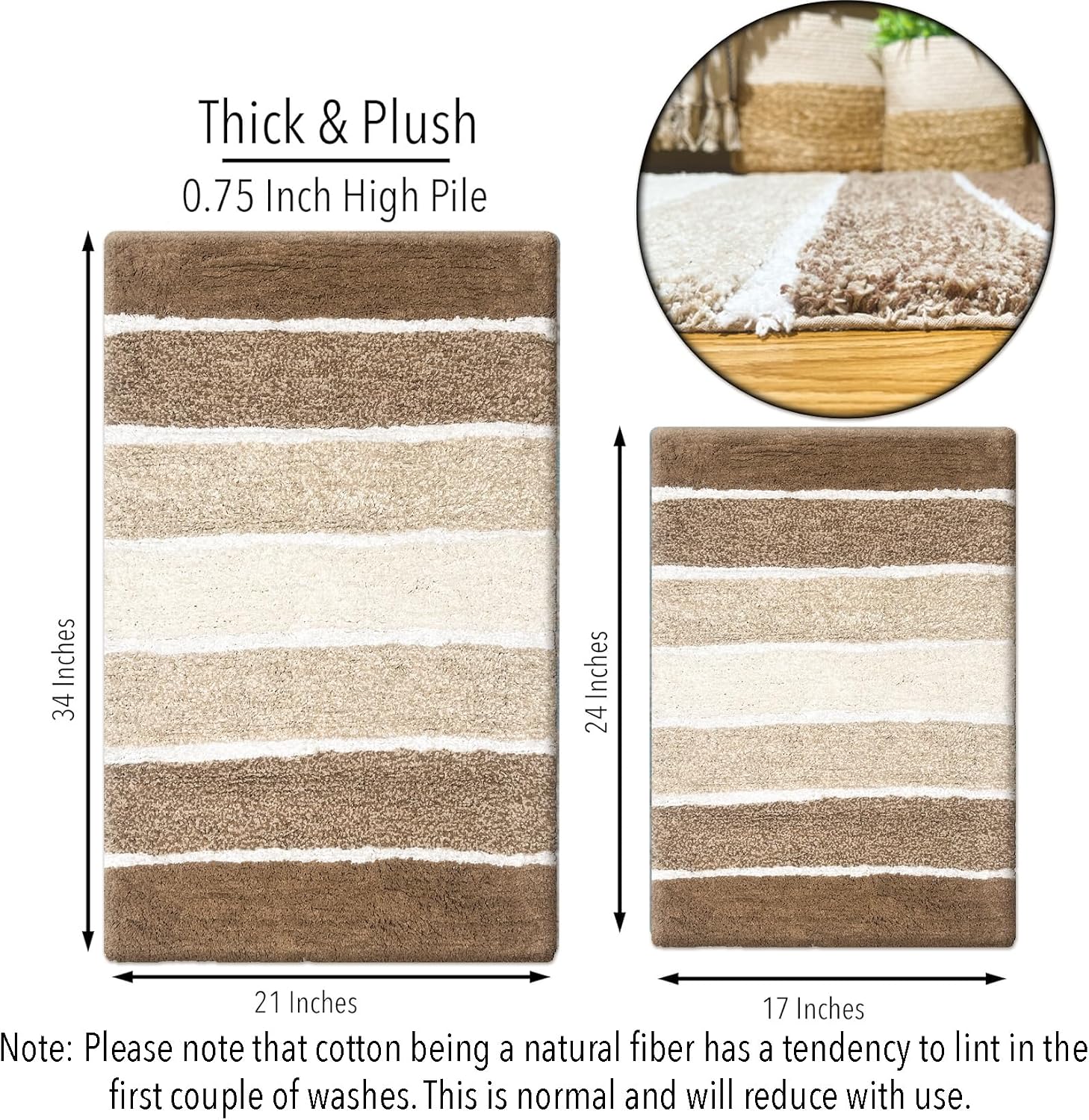 Non-Slip Absorbent Bath Mat Set