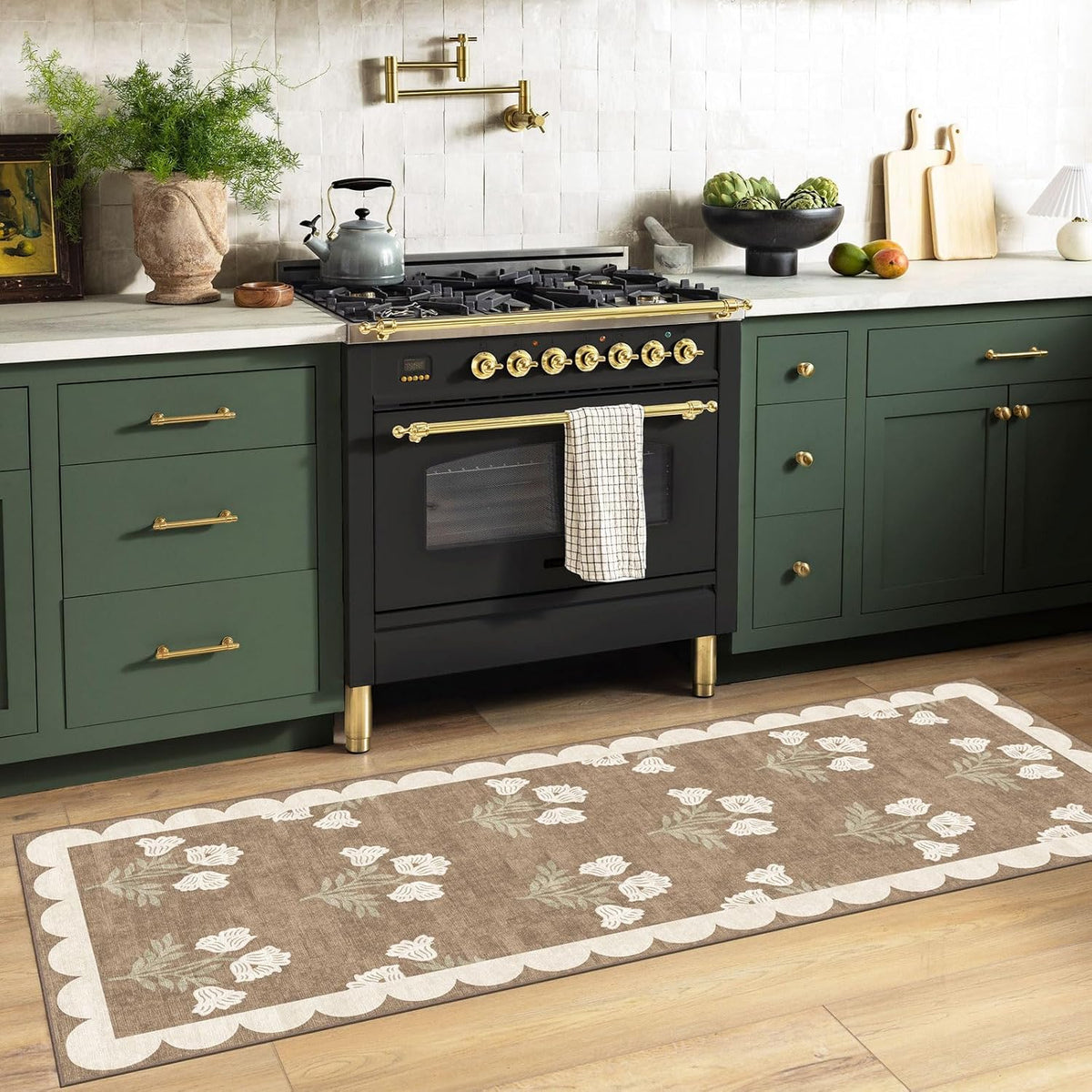 Boho Floral Washable Non Slip Runner Rug