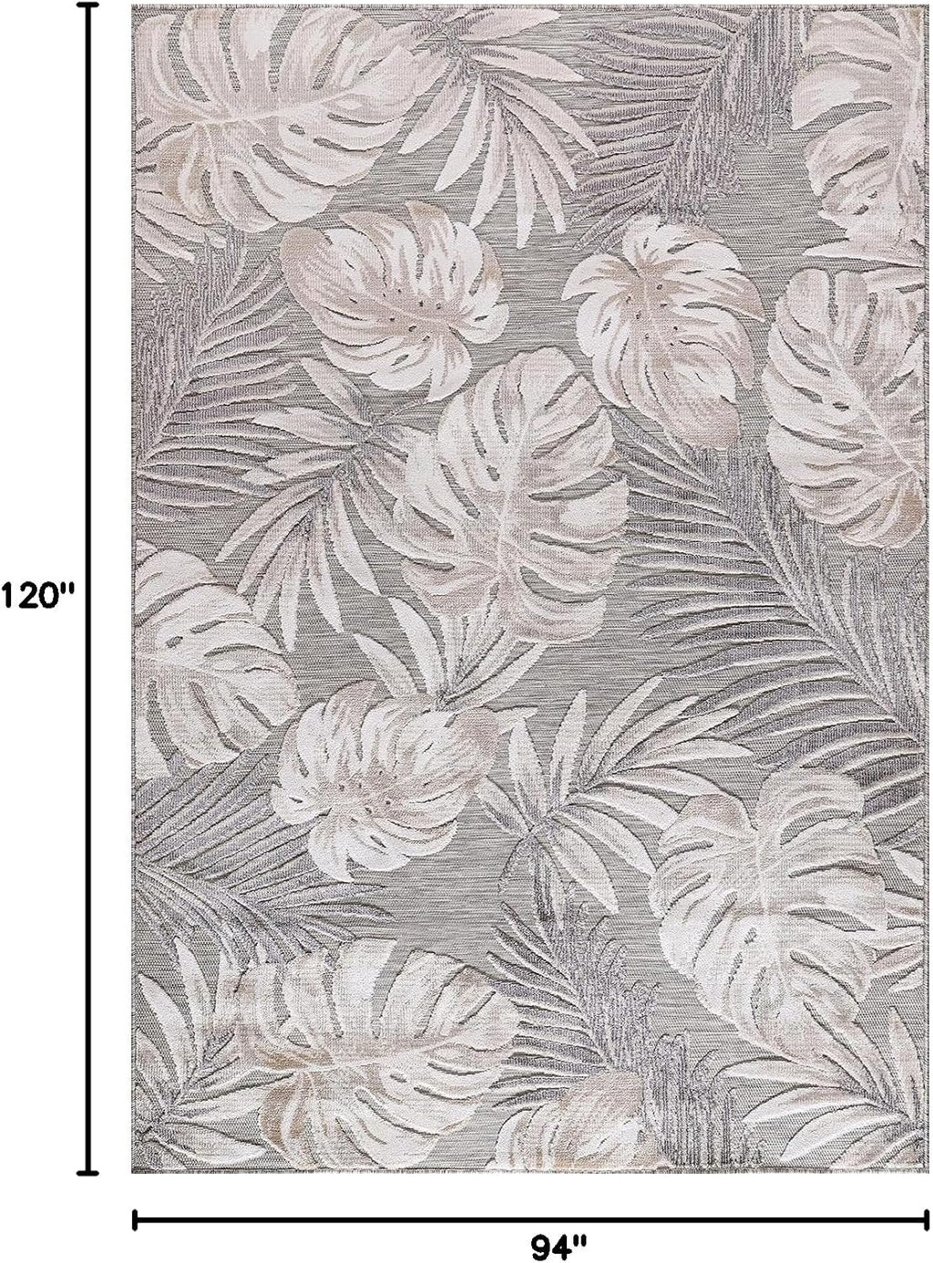 Tropical Botanical Washable Indoor Outdoor Rug