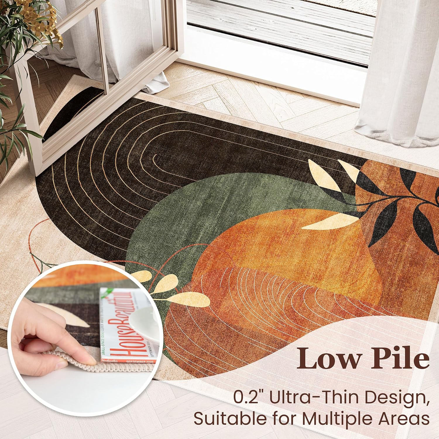 Mid Century Washable Area Rug