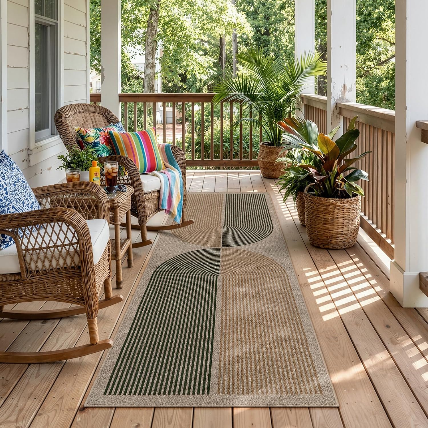 Rainbow Jute Washable Non Slip Runner Rug