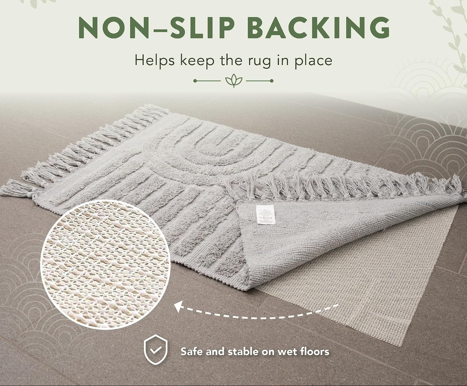 Boho Non-Slip Cotton Bath Rug