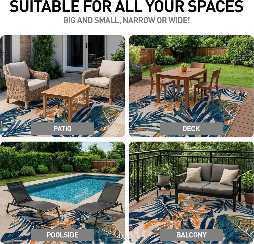 Tropical Floral Indoor Outdoor Area Rug