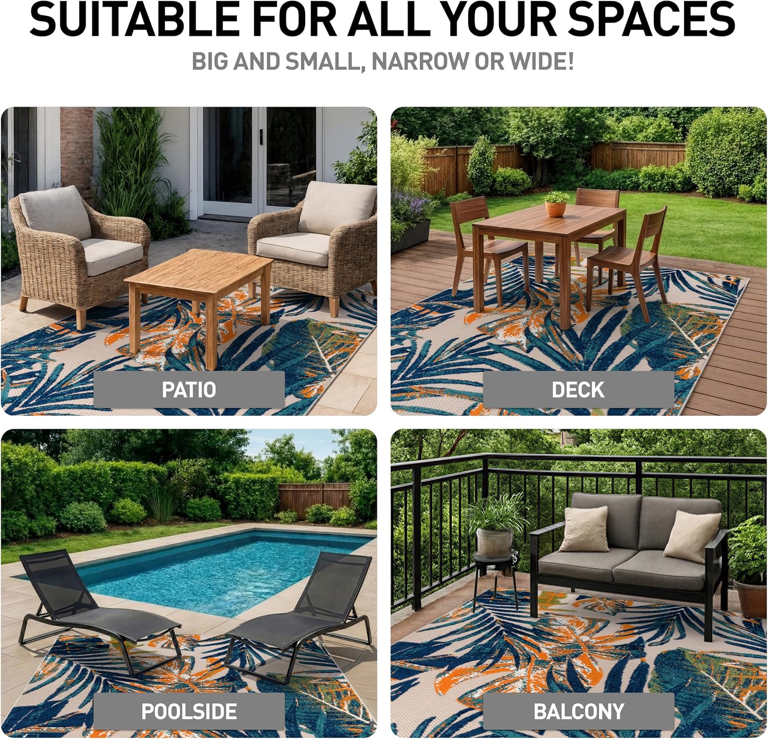 Tropical Floral Indoor Outdoor Area Rug