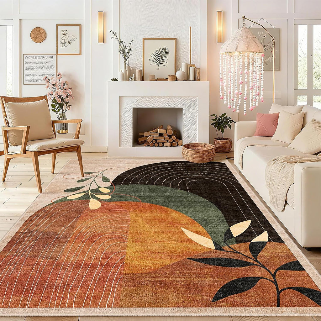 Mid Century Washable Area Rug