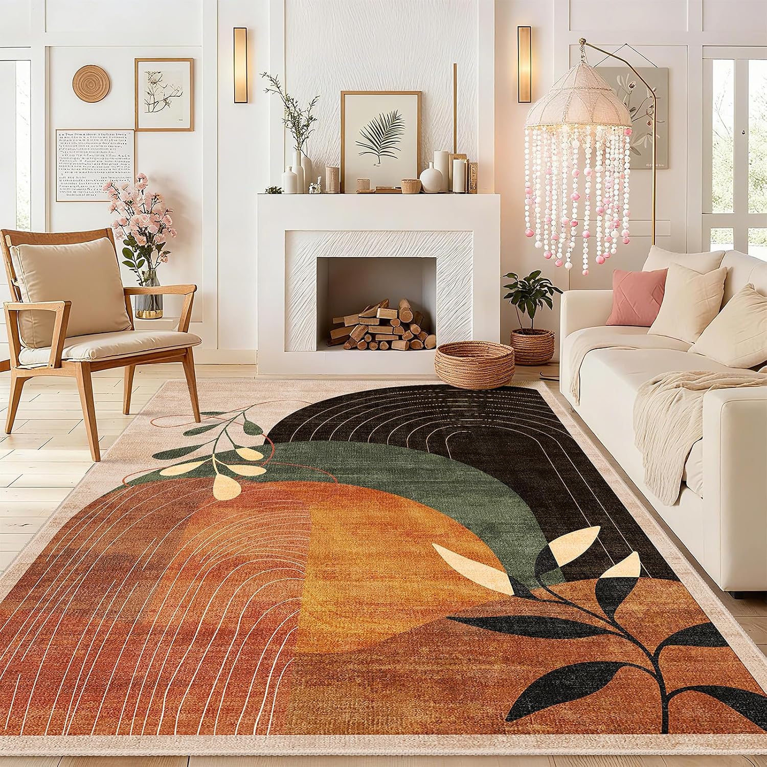 Mid Century Washable Area Rug