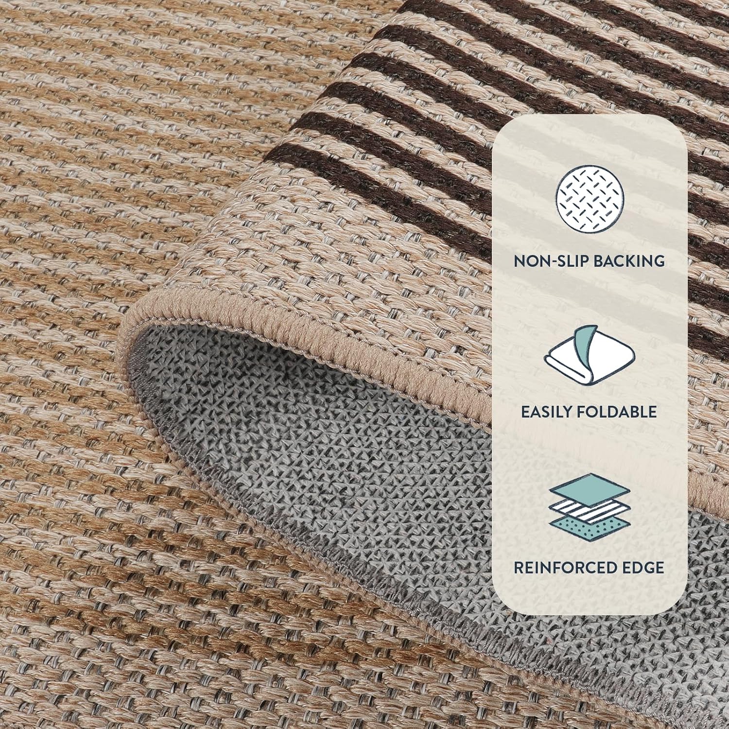 Rainbow Jute Washable Non Slip Runner Rug