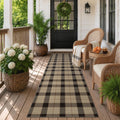 Washable Plaid Jute Indoor Outdoor Runner Rug