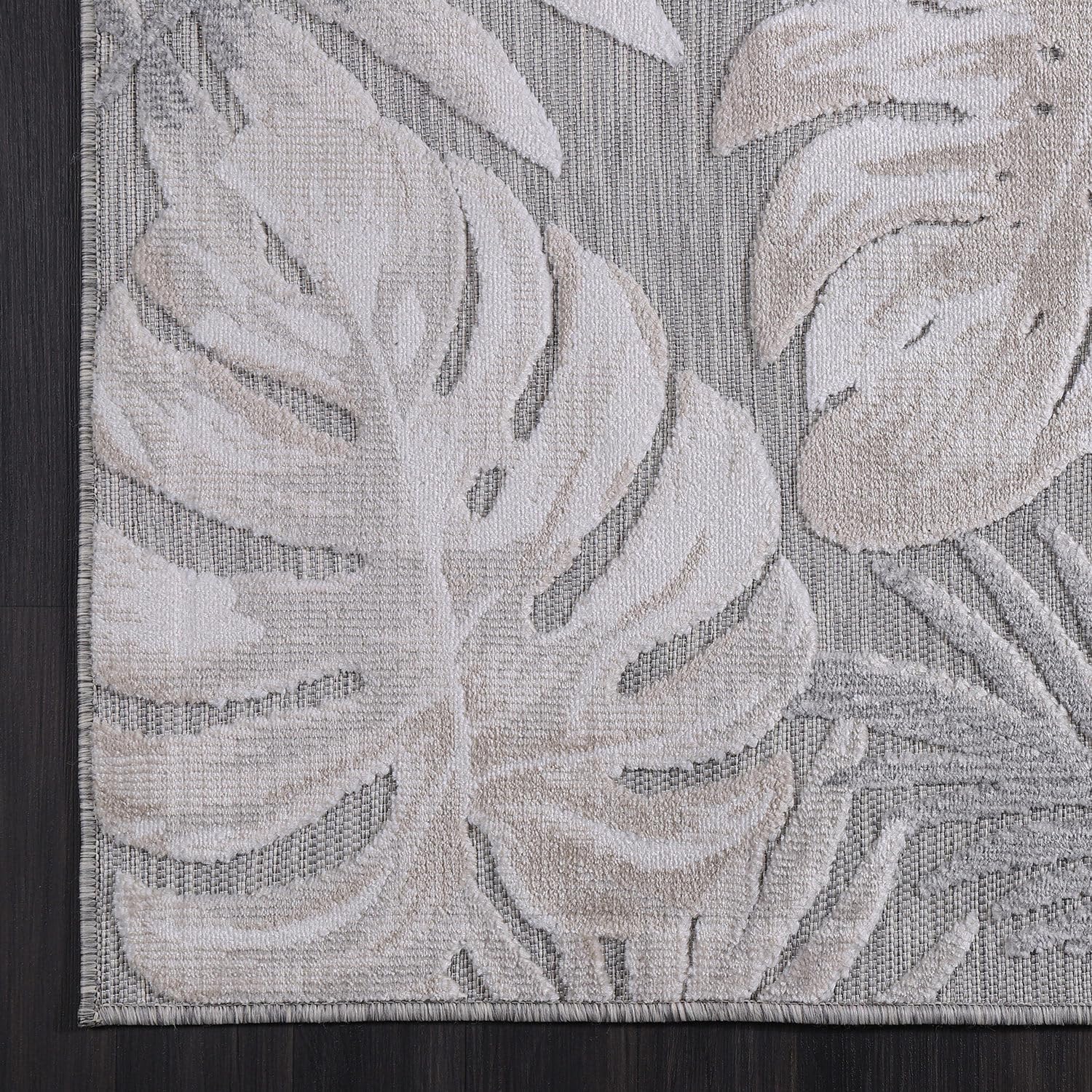 Tropical Botanical Washable Indoor Outdoor Rug