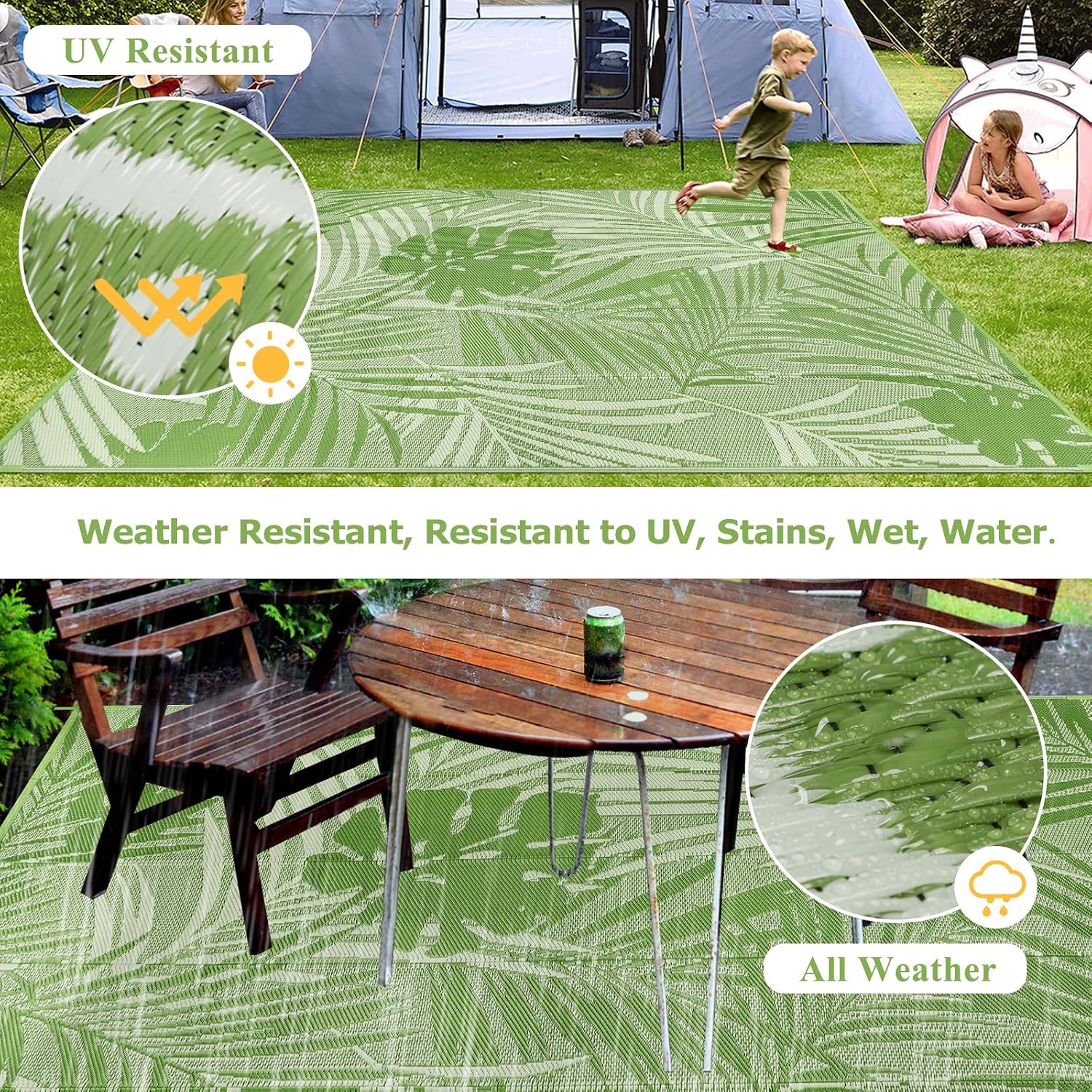 Waterproof Tropical Portable Outdoor Patio Rug