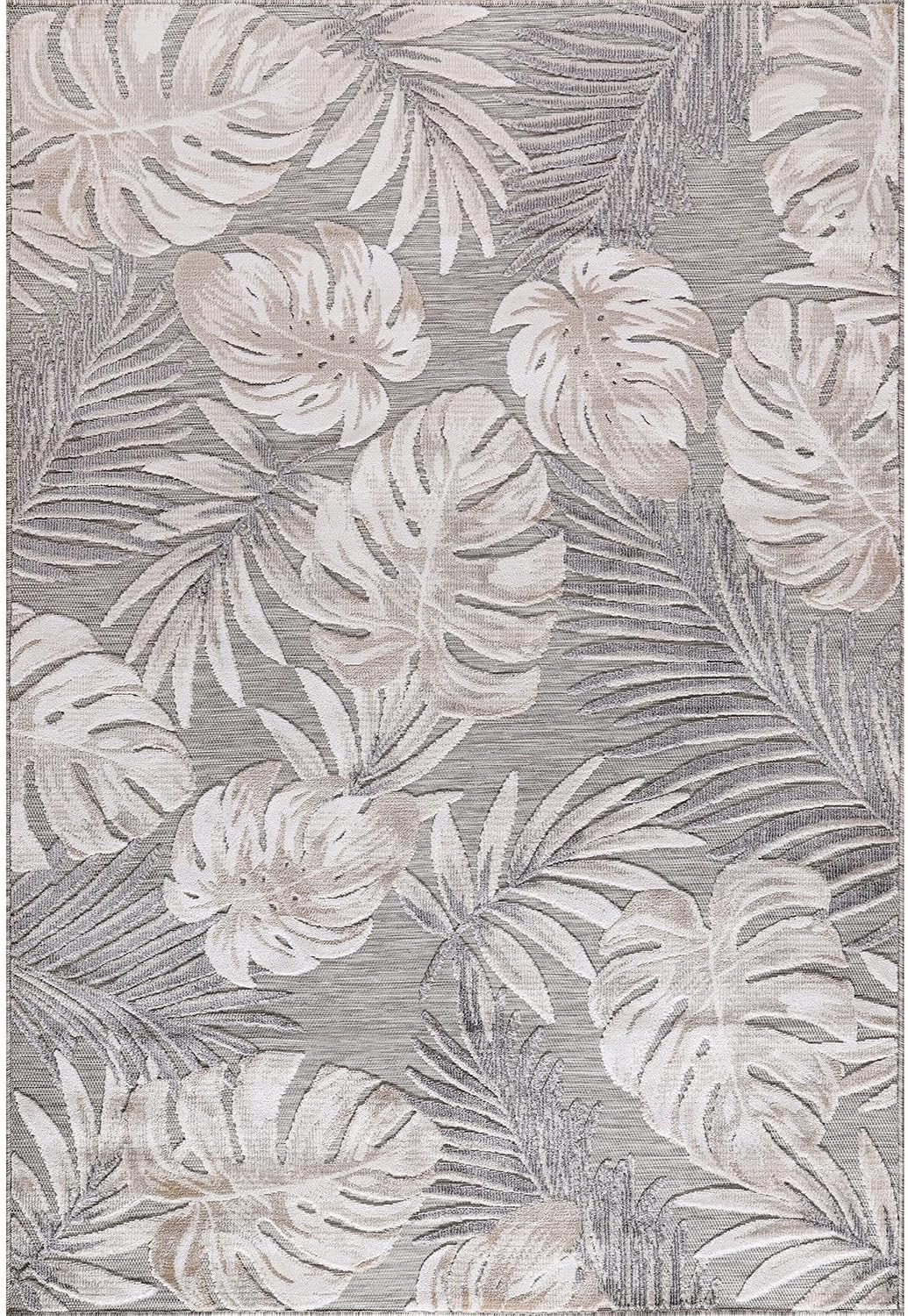 Tropical Botanical Washable Indoor Outdoor Rug